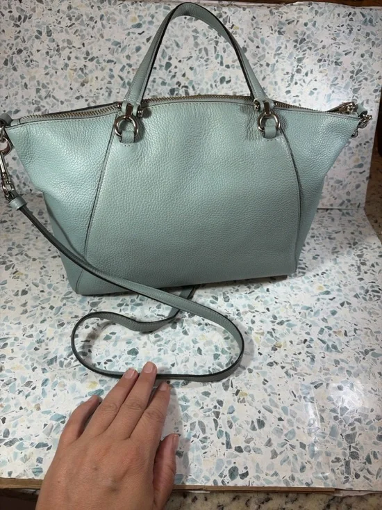 Coach Prairie Satchel 56874 Pebbled Leather Crossbody Bag Light Blue - Picture 5 of 10